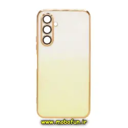 قاب گوشی Galaxy A14 4G - Galaxy A14 5G سامسونگ طرح ژله ای مای کیس گلد لاین دور طلایی محافظ لنز دار شیشه ای دو رنگ کد 398