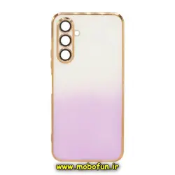 قاب گوشی Galaxy A14 4G - Galaxy A14 5G سامسونگ طرح ژله ای مای کیس گلد لاین دور طلایی محافظ لنز دار شیشه ای دو رنگ کد 396