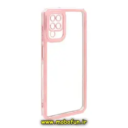 قاب گوشی Galaxy A12 - Galaxy M12 سامسونگ طرح الکتروپلیتینگ ژله ای شفاف محافظ لنز دار ایربگ دار رزگلد کد 1264