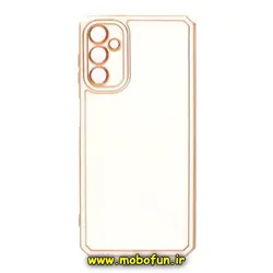 قاب گوشی Galaxy A24 4G سامسونگ طرح ژله ای مای کیس گلد لاین دور طلایی محافظ لنز دار ایربگ دار کپسولی سفید کد 179