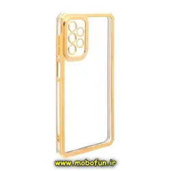 قاب گوشی Galaxy A32 4G سامسونگ طرح الکتروپلیتینگ ژله ای شفاف محافظ لنز دار ایربگ دار طلایی کد 964