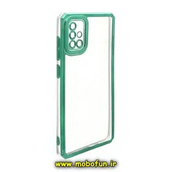 قاب گوشی Galaxy A51 سامسونگ طرح الکتروپلیتینگ ژله ای شفاف محافظ لنز دار ایربگ دار سبز کد 841