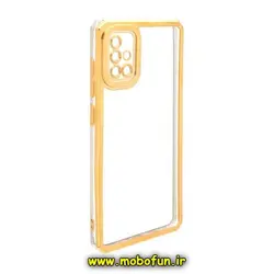 قاب گوشی Galaxy A51 سامسونگ طرح الکتروپلیتینگ ژله ای شفاف محافظ لنز دار ایربگ دار طلایی کد 840