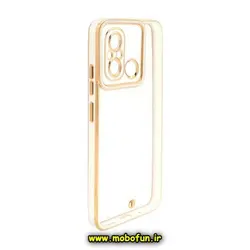قاب گوشی Redmi 12C - Poco C55 - Redmi 11A شیائومی طرح الکتروپلیتینگ ژله ای شفاف اورجینال یونیک کیس Unique Case محافظ لنز دار سفید کد 138