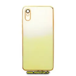 قاب گوشی Redmi 9A - Redmi 9AT - Redmi 9A Sport شیائومی طرح ژله ای مای کیس گلد لاین دور طلایی محافظ لنز دار شیشه ای دو رنگ کد 350