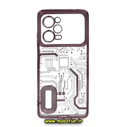 قاب گوشی Redmi Note 12 Pro 5G - Poco X5 Pro شیائومی طرح الکتروپلیتینگ مگ سیف ژله ای شفاف مدار برق اورجینال محافظ لنز دار بنفش کد 184