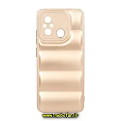 قاب گوشی Redmi 12C - Poco C55 - Redmi 11A شیائومی سیلیکونی ژله ای پافر PC مات زیر بسته محافظ لنز دار طلایی کد 197