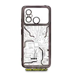 قاب گوشی Redmi 12C - Poco C55 - Redmi 11A شیائومی طرح الکتروپلیتینگ مگ سیف ژله ای شفاف مدار برق اورجینال محافظ لنز دار بنفش کد 192