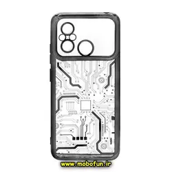قاب گوشی Redmi 12C - Poco C55 - Redmi 11A شیائومی طرح الکتروپلیتینگ مگ سیف ژله ای شفاف مدار برق اورجینال محافظ لنز دار مشکی کد 189