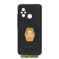 قاب گوشی Redmi 12C - Poco C55 - Redmi 11A شیائومی طرح ضد ضربه بتمن فول ژله ای اورجینال DESIGN محافظ لنز دار مشکی نارنجی کد 187