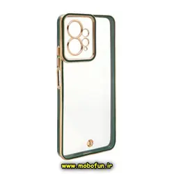 قاب گوشی Redmi Note 12 4G شیائومی طرح الکتروپلیتینگ ژله ای شفاف اورجینال یونیک کیس Unique Case محافظ لنز دار سبز تیره کد 146