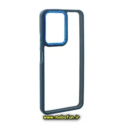 قاب گوشی Redmi Note 12 4G شیائومی اورجینال متال کیس Metal طرح پشت طلق شفاف دور سیلیکونی سرمه ای کد 139