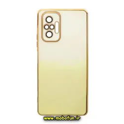 قاب گوشی Redmi Note 10 Pro 4G - Redmi Note 10 Pro Max شیائومی طرح ژله ای مای کیس گلد لاین دور طلایی محافظ لنز دار شیشه ای دو رنگ کد 673