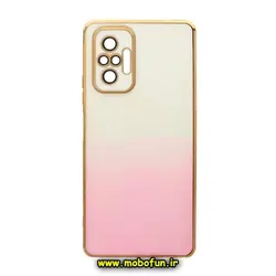 قاب گوشی Redmi Note 10 Pro 4G - Redmi Note 10 Pro Max شیائومی طرح ژله ای مای کیس گلد لاین دور طلایی محافظ لنز دار شیشه ای دو رنگ کد 671