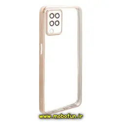 قاب گوشی Galaxy A12 سامسونگ طرح الکتروپلیتینگ ژله ای شفاف اورجینال محافظ لنز دار طلایی کد 1293