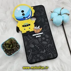قاب گوشی Galaxy A10S سامسونگ طرح سیلیکونی ژله ای سه بعدی برجسته عروسکی طرح فضانورد ناسا Nasa محافظ لنزدار مشکی کد 660
