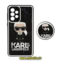 قاب گوشی Galaxy A53 سامسونگ پشت گلس سرامیکی طلاکوب کارل KARL پاپ سوکت دار محافظ لنزدار کد 726