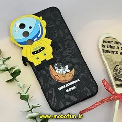 قاب گوشی Galaxy A34 5G سامسونگ طرح سیلیکونی ژله ای سه بعدی برجسته عروسکی طرح فضانورد ناسا Nasa محافظ لنزدار مشکی کد 427