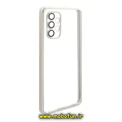 قاب گوشی Galaxy A32 4G سامسونگ طرح الکتروپلیتینگ ژله ای شفاف اورجینال یونیک کیس Unique Case محافظ لنز دار نقره ای کد 973