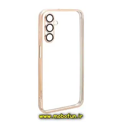 قاب گوشی Galaxy A24 4G سامسونگ طرح الکتروپلیتینگ ژله ای شفاف اورجینال یونیک کیس Unique Case محافظ لنز دار طلایی کد 246