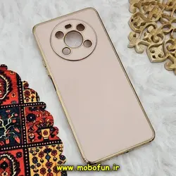 قاب گوشی Honor X9 4G آنر طرح ژله ای مای کیس گلد لاین دور طلایی محافظ لنز دار گلبهی کد 25