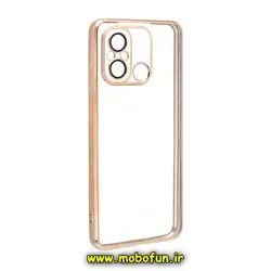 قاب گوشی Redmi 12C - Poco C55 - Redmi 11A شیائومی طرح الکتروپلیتینگ ژله ای شفاف اورجینال یونیک کیس Unique Case محافظ لنز دار طلایی کد 210