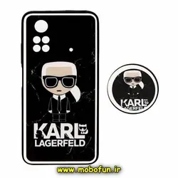 قاب گوشی Xiaomi Poco M4 Pro 4G شیائومی پشت گلس سرامیکی طلاکوب کارل KARL پاپ سوکت دار محافظ لنزدار کد 344