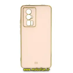 قاب گوشی Poco F5 Pro شیائومی طرح ژله ای مای کیس گلد لاین دور طلایی محافظ لنز دار گلبهی کد 5