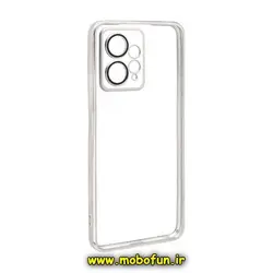 قاب گوشی Redmi Note 12 4G شیائومی طرح الکتروپلیتینگ ژله ای شفاف اورجینال یونیک کیس Unique Case محافظ لنز دار نقره ای کد 211