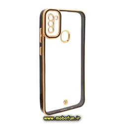 قاب گوشی Galaxy A11 - Galaxy M11 سامسونگ طرح الکتروپلیتینگ ژله ای شفاف اورجینال یونیک کیس Unique Case محافظ لنز دار مشکی کد 690