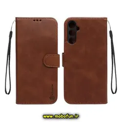 کیف گوشی Galaxy A24 سامسونگ مگنتی نیلکین NILLKIN طرح چرم کتابی محافظ لنزدار قهوه ای کد 283
