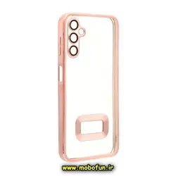 قاب گوشی Galaxy A14 4G - Galaxy A14 5G سامسونگ طرح الکتروپلیتینگ مگ سیف ژله ای شفاف اورجینال یونیک کیس Unique Case محافظ لنز دار رزگلد کد 523