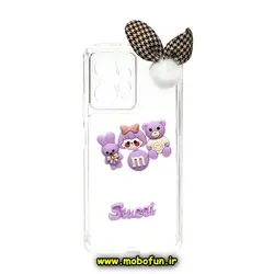قاب گوشی Redmi Note 12 4G شیائومی طرح شفاف ژله ای سه بعدی برجسته عروسکی SWEET محافظ لنز دار پام پام یاسی کد 263