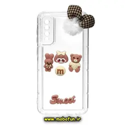 قاب گوشی Galaxy A30S - Galaxy A50S - Galaxy A50 سامسونگ طرح شفاف ژله ای سه بعدی برجسته عروسکی SWEET محافظ لنز دار پام پام گلبهی کد 1017