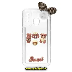 قاب گوشی Galaxy A20 - Galaxy A30 سامسونگ طرح شفاف ژله ای سه بعدی برجسته عروسکی SWEET محافظ لنز دار پام پام گلبهی کد 604