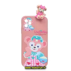قاب گوشی iPhone 11 آیفون طرح سیلیکونی ژله ای سه بعدی برجسته عروسکی خرسی محافظ لنز دار گلبهی کد 604