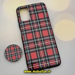 قاب گوشی Galaxy A02S - Galaxy A03S سامسونگ فانتزی سوزنی برجسته پاپ سوکت دار باربری قرمز BURBERRY کد 383