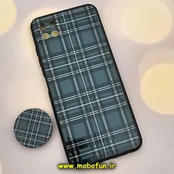 قاب گوشی Galaxy A22 5G سامسونگ فانتزی سوزنی برجسته طرح باربری BURBERRY سبز پاپ سوکت دار محافظ لنزدار کد 339