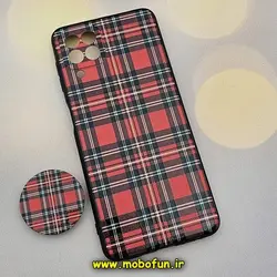 قاب گوشی Galaxy A22 4G - Galaxy M32 4G سامسونگ فانتزی سوزنی برجسته طرح باربری BURBERRY پاپ سوکت دار محافظ لنزدار کد 699