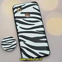 قاب گوشی Redmi 9C - Redmi 10A - Poco C3 شیائومی فانتزی سوزنی برجسته طرح سیاه و سفید پاپ سوکت دار محافظ لنز دار کد 354