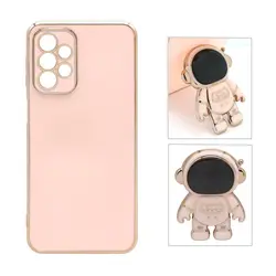 قاب گوشی Galaxy A33 5G سامسونگ طرح ژله ای فضانورد مای کیس گلد لاین دور طلایی محافظ لنز دار گلبهی کد 587