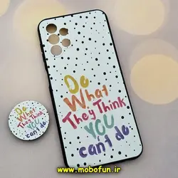 قاب گوشی Galaxy A13 4G سامسونگ فانتزی سوزنی برجسته نوشته انگلیسی پاپ سوکت دار محافظ لنزدار کد 758