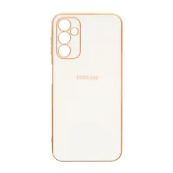 قاب گوشی Galaxy A34 5G سامسونگ طرح ژله ای مای کیس گلد لاین دور طلایی محافظ لنز دار سفید کد 495
