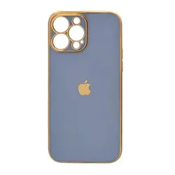 قاب گوشی iPhone 13 Pro آیفون طرح ژله ای مای کیس گلد لاین دور طلایی محافظ لنز دار آبی فیلی کد 427