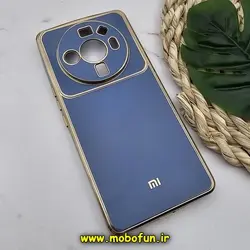 قاب گوشی Mi 12 Ultra شیائومی طرح ژله ای مای کیس گلد لاین دور طلایی محافظ لنز دار آبی فیلی کد 5