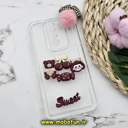 قاب گوشی Redmi Note 8 Pro شیائومی طرح شفاف ژله ای سه بعدی برجسته عروسکی SWEET محافظ لنز دار پام پام زرشکی کد 810