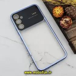قاب گوشی Galaxy A34 5G سامسونگ طرح الکتروپلیتینگ ژله ای شفاف اورجینال Camera Lens محافظ لنز دار آبی کد 499