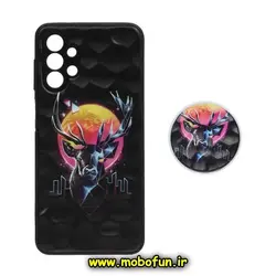 قاب گوشی Galaxy A13 4G سامسونگ شش ضلعی طرح دار گوزن محافظ لنز دار پاپ سوکت دار کد 776