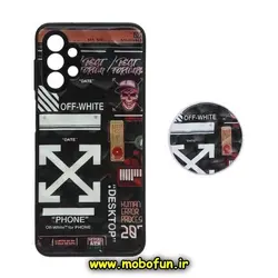 قاب گوشی Galaxy A13 4G سامسونگ شش ضلعی طرح دار OFF-WHITE محافظ لنز دار پاپ سوکت دار کد 774