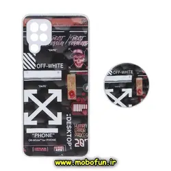 قاب گوشی Galaxy A12 - Galaxy M12 سامسونگ شش ضلعی طرح دار OFF-WHITE محافظ لنز دار پاپ سوکت دار کد 1423